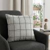 20" Gray Plaid Cotton Throw Pillow