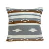 20" Brown Gray And Ivory Southwestern Cotton Throw Pillow