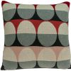 20" Gray Ivory And Red Geometric Cotton Throw Pillow