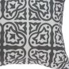 20" Gray And White Stencil Cotton Throw Pillow