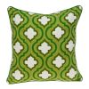 20" Green And White Quatrefoil Cotton Throw Pillow