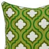 20" Green And White Quatrefoil Cotton Throw Pillow