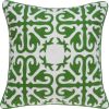 20" Green And White Stencil Cotton Throw Pillow