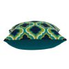 20" Navy Blue Yellow And Teal Quatrefoil Cotton Throw Pillow