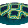 20" Navy Blue Yellow And Teal Quatrefoil Cotton Throw Pillow