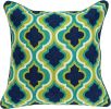 20" Navy Blue Yellow And Teal Quatrefoil Cotton Throw Pillow