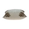 20" Beige Damask Cotton Throw Pillow