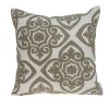 20" Ivory Damask Cotton Throw Pillow