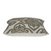 20" Ivory Damask Cotton Throw Pillow