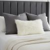 20" Creamy Genuine Tibetan Lamb Fur Pillow With Microsuede Backing