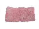 15" X 25" Pink Lambswool Down Lumbar Throw Pillow
