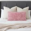 15" X 25" Pink Lambswool Down Lumbar Throw Pillow