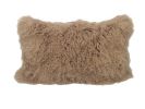17" X 27" Beige Microsuede Down Lumbar Throw Pillow