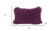17" Purple Genuine Tibetan Lamb Fur Pillow With Microsuede Backing
