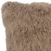 20" Beige Genuine Tibetan Lamb Fur Pillow With Microsuede Backing