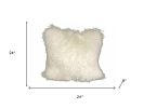 24" Creamy Genuine Tibetan Lamb Fur Pillow With Microsuede Backing