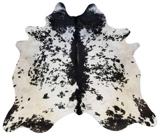 6' X 7' Black And White Cowhide Handmade Area Rug