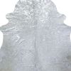 6' X 7' Silver Cowhide Handmade Area Rug
