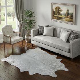 6' X 7' Silver Cowhide Handmade Area Rug