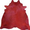 6' X 7' Red Cowhide Handmade Area Rug