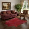 6' X 7' Red Cowhide Handmade Area Rug