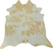 6' X 7' Tan And White Cowhide Handmade Area Rug