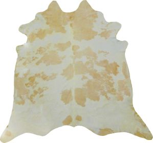 6' X 7' Tan And White Cowhide Handmade Area Rug