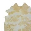 6' X 7' Tan And White Cowhide Handmade Area Rug