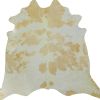 6' X 7' Tan And White Cowhide Handmade Area Rug
