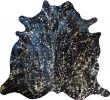 6' X 7' Gold And Black Cowhide Handmade Area Rug