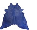 6' X 7' Navy Blue Cowhide Handmade Area Rug
