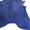 6' X 7' Navy Blue Cowhide Handmade Area Rug