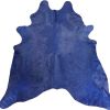 6' X 7' Navy Blue Cowhide Handmade Area Rug