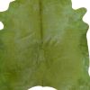 6' X 7' Green Cowhide Handmade Area Rug