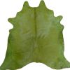 6' X 7' Green Cowhide Handmade Area Rug
