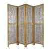 84" Clear Capiz Mother of Pearl Folding Three Panel Screen Room Divider