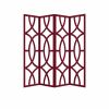 84" Red Solid Wood Folding Four Panel Screen Room Divider