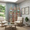 71" Red and Black Solid Wood Folding Three Panel Screen Room Divider
