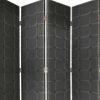 108" Gray Fabric And Wood Folding Five Panel Screen Room Divider