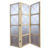 84" Silver Folding Three Panel Screen Room Divider