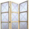 84" Silver Folding Three Panel Screen Room Divider