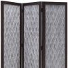 70" Brown Folding Three Panel Screen Room Divider