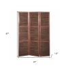 67" Brown Solid and Manufactured Wood Folding Three Panel Screen Room Divider