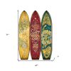 71" Blue Red and Yellow Solid Wood Folding Three Panel Screen Room Divider