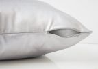 Set of Two 18" Silver Satin Throw Pillows