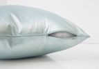 Set of Two 18" Mint Green Satin Throw Pillows