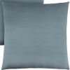 Set of Two 18" Blue Satin Throw Pillows