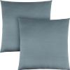 Set of Two 18" Blue Satin Throw Pillows