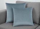 Set of Two 18" Blue Satin Throw Pillows