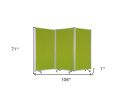 71" Green Iron Folding Three Panel Screen Room Divider